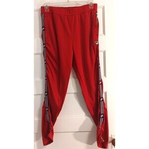FILA Joggers Mn XL Ush Tape Pant Red Athletic Streetwear Hip Hop Pockets Comfort